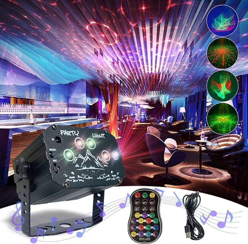 DJ Equipment Discokugel Partylicht drahtlose Fernbedienung &amp; USB Kabel, sprachgesteuerte LED Party