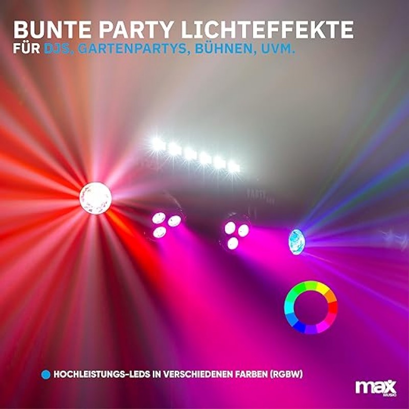 Discolicht Partylicht, Bühnenlicht-Set mit Stativ, DJ-Licht, Lichteffekte musikgesteuert, DMX, 2 Jel – 3