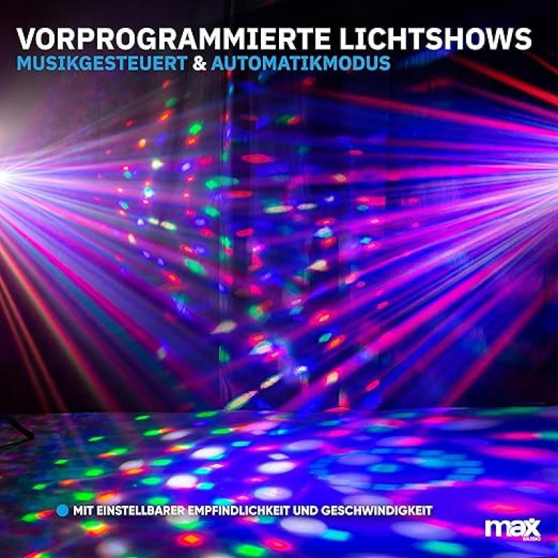 Discolicht Partylicht, Bühnenlicht-Set mit Stativ, DJ-Licht, Lichteffekte musikgesteuert, DMX, 2 Jel – 5