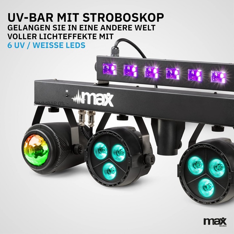 Discolicht Partylicht, Bühnenlicht-Set mit Stativ, DJ-Licht, Lichteffekte musikgesteuert, DMX, 2 Jel – Thumbnail 6