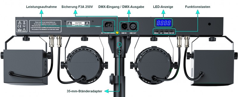 60 W Stage-bar-Licht Derby + RGBW Scheinwerfer mit Lichtstativ und Fernbedienung Discolicht dmx-3/6/ – 2