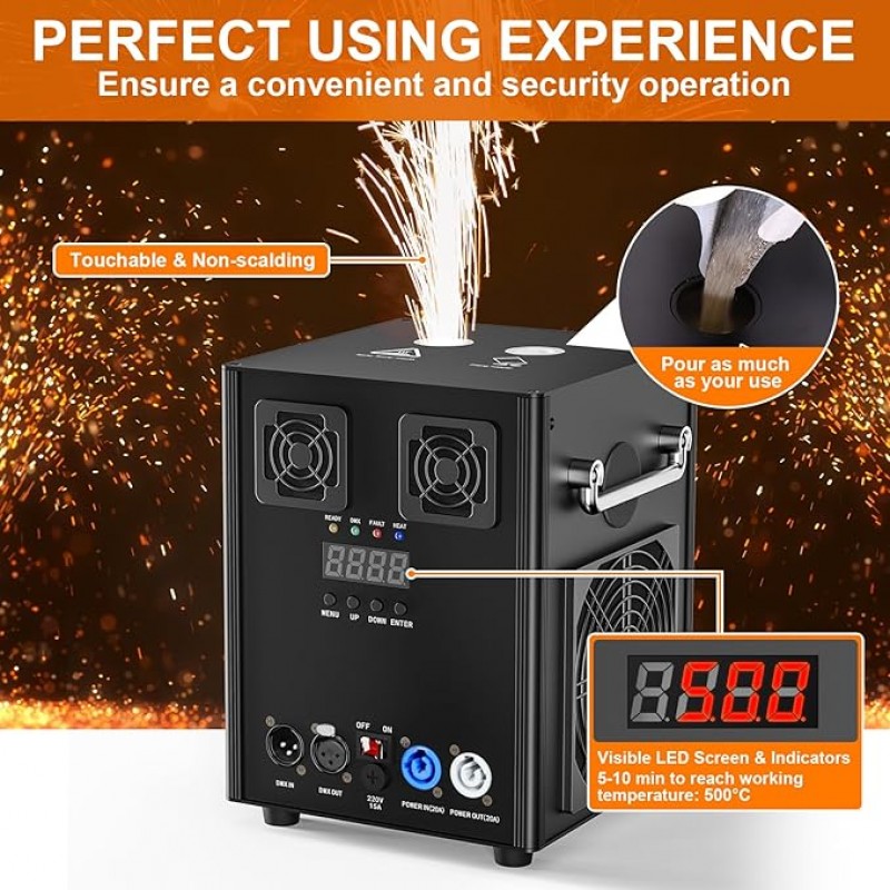 2 x Kaltfunken Maschine 530 W Schwarz Spezialeffektmaschinen mit d-mx512 (2CH) Drahtlose – 4
