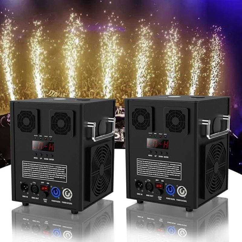 2 Stück Pyrotechnikmaschinen bis 5 m Feuerwerk Schwarz 2 PC 530 W DMX Cold Spark Maschine im Flightc – 2