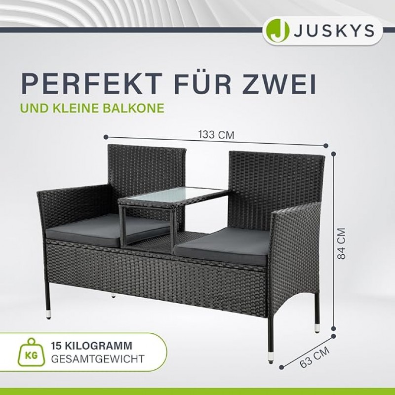 Messemöbel Polyrattan Sitzbank Monaco mit integriertem Tisch für 2 Personen 63 x 133 x 84 cm – 2