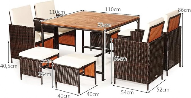 Messemöbelset 8 Stühle mit Tisch Rattan Loungemöbel Outdoor Kundenmöbel Set mit Messetisch 4 Stühlen – 5