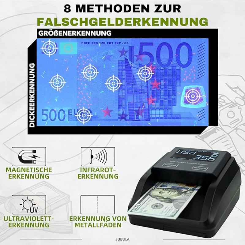 Banknotenprüfer & Geldzählmaschine Geldprüfer 2-in-1 Banknotenprüfer Falschgelderkennung mit UV/MG/I – 2