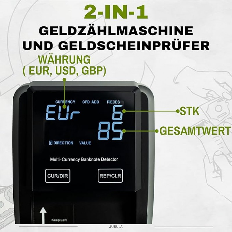 Banknotenprüfer & Geldzählmaschine Geldprüfer 2-in-1 Banknotenprüfer Falschgelderkennung mit UV/MG/I – 4