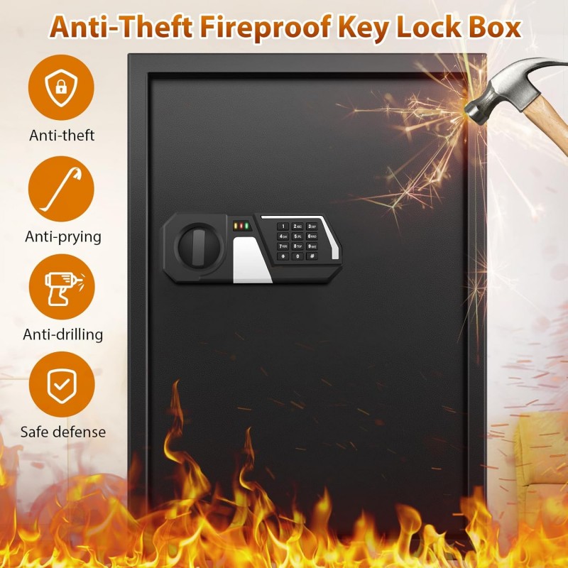 Schlüsseltresor Schlüsselschrank Schlüsselsafe feuerfest mit Zahlencode für 144 Schlüssel mit seitli – Thumbnail 7