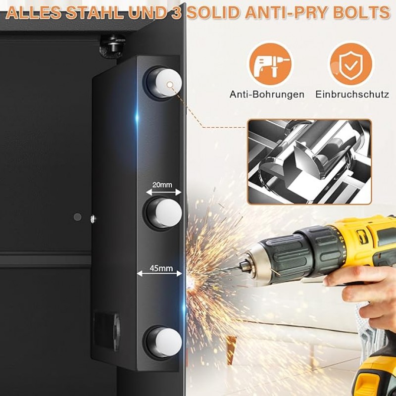 Geldtresor 75 L großer Tresor Messetresor feuerfest digitaler Safe mit Zahlenschloss DREI herausnehm – 3