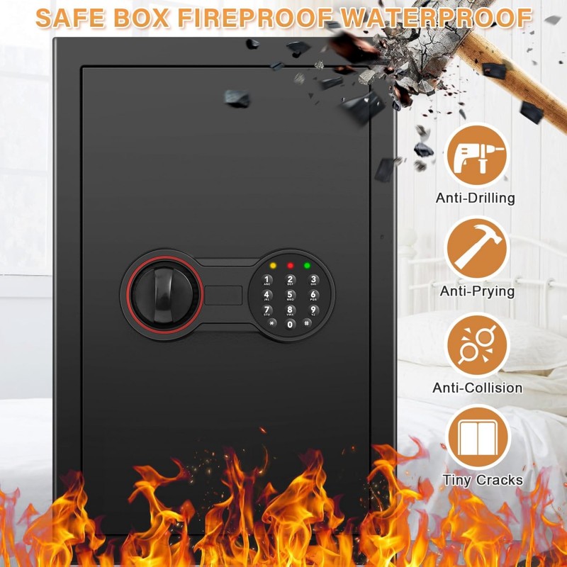 Geldtresor 75 L großer Tresor Messetresor feuerfest digitaler Safe mit Zahlenschloss DREI herausnehm – Thumbnail 6