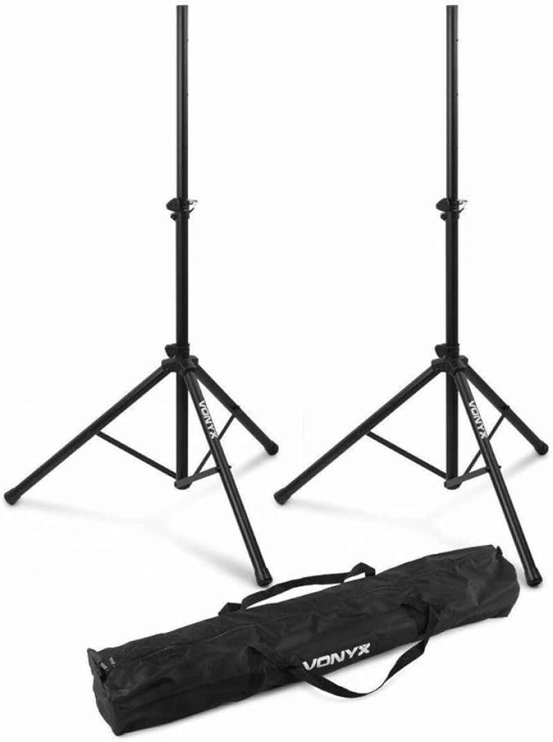 PA Soundsystem DJ-Box Set – Aktive PA-Anlage Komplettset 2.1 Set 2600 W mit Lautsprecher-Stativen Ka – 4