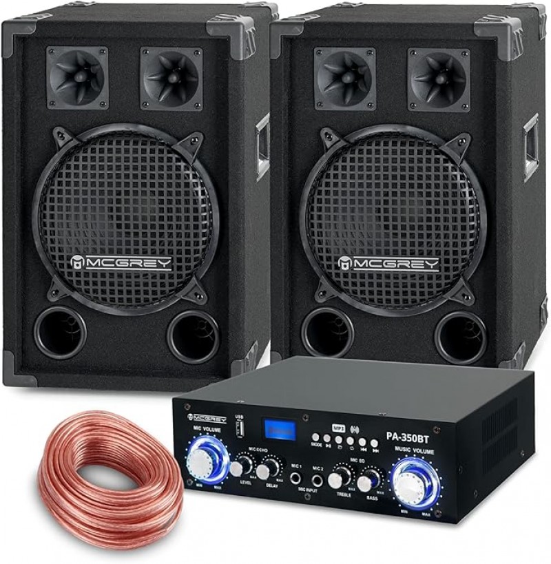 Musikanlage PA-Set DJ-System Einsteigerset Anlage mit Partylautsprechern 2 x 400 W Lautsprecher Blue
