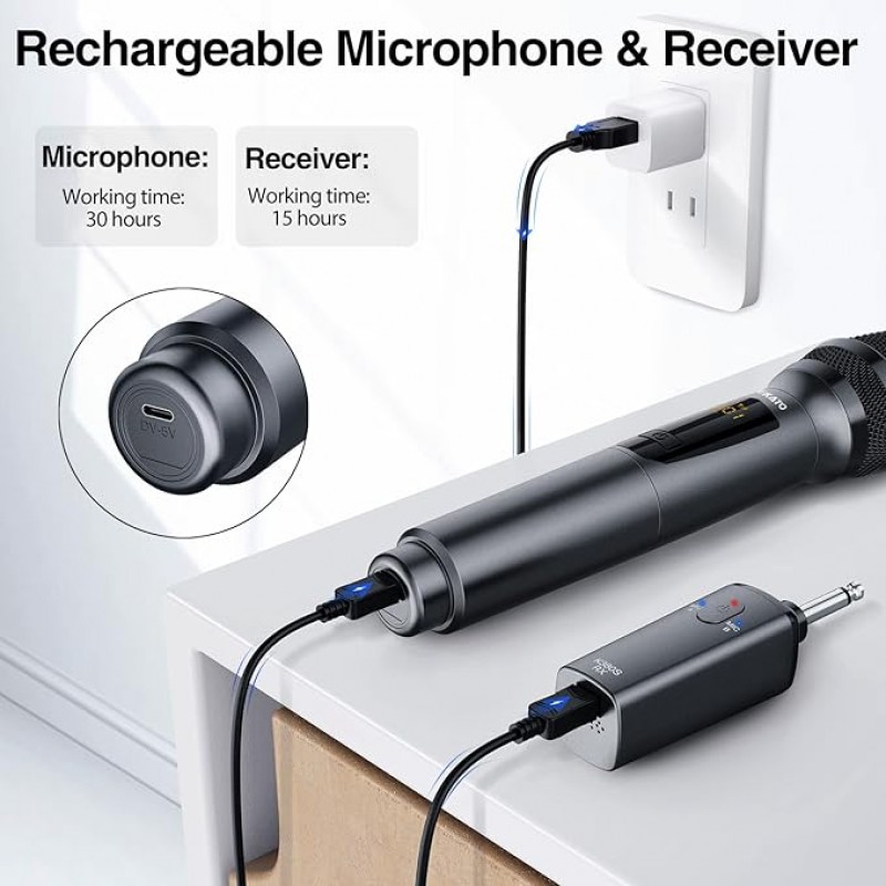 Kabelloses Funk Mikrofon 30 Stunden Laufzeit Karaoke wiederaufladbar Dual-Handmikrofon aus Metall – 2