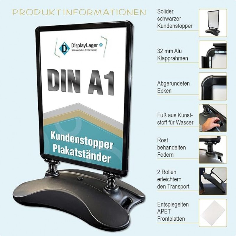 Plakatständer DIN A 1 Kundenstopper Werbeschild Bürgersteigständer Wind-Sign robustes wetterfestes S – 2