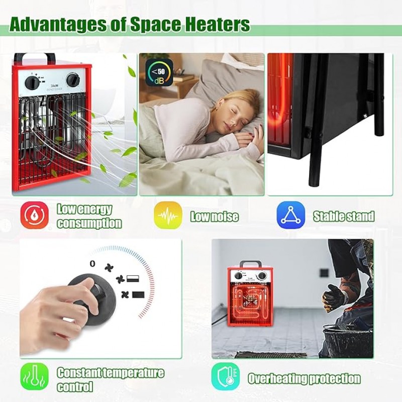 Heizlüfter 9000 W Heizgerät mit 4 einstellbarer Heizstufen Überlastschutz Elektroheizkörper tragbare – 3