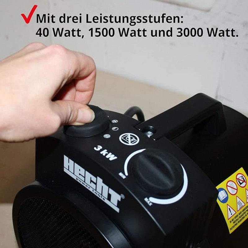 Heizlüfter mobile Elektro-Heizung mit 3000 Watt 3 Leistungsstufen Thermostat energiesparend im Verbr – Thumbnail 6