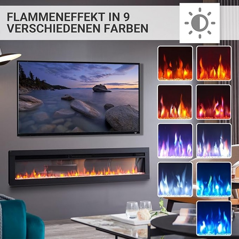 Flammenkamin Standkamin Elektrokamin Heizung mit 3D-Flammeneffekt Elektroheizung 1800 W 127 cm Kamin – 2