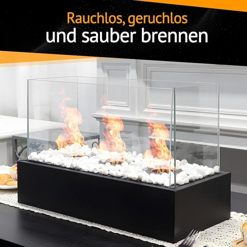 Tischkamin XXL Tischfeuer Komplettset 46 cm Dekosteine Bioethanol Kamin für Indoor &amp; Outdoor unendli – 2