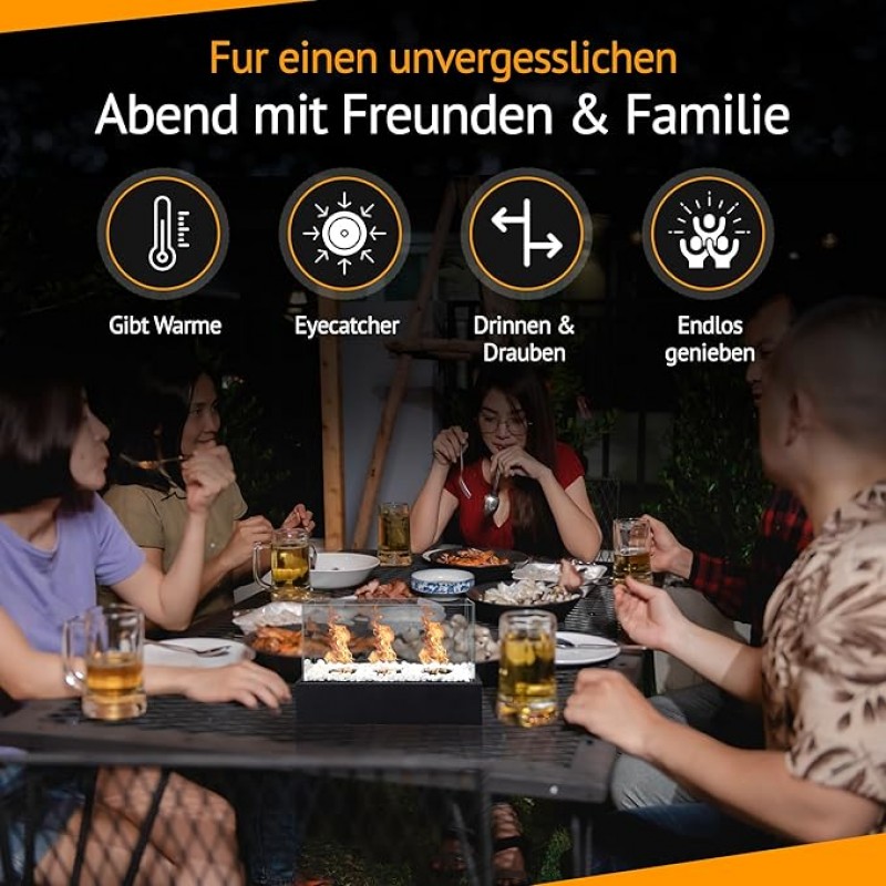 Tischkamin XXL Tischfeuer Komplettset 46 cm Dekosteine Bioethanol Kamin für Indoor &amp; Outdoor unendli – 3
