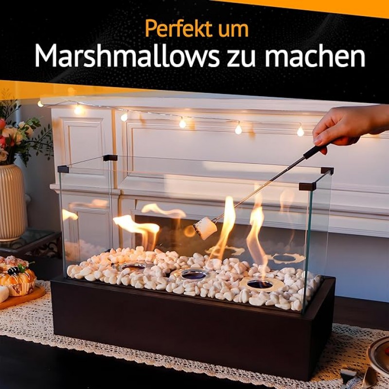 Tischkamin XXL Tischfeuer Komplettset 46 cm Dekosteine Bioethanol Kamin für Indoor &amp; Outdoor unendli – 4