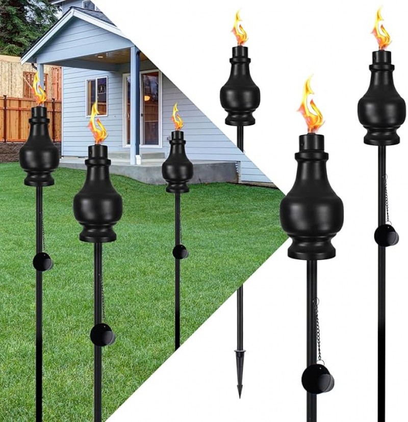Ölfackeln für den Außenbereich 6 Stück 152,4 cm hoch Flammenfackel Ölfackel Hinterhof Terrasse Campi