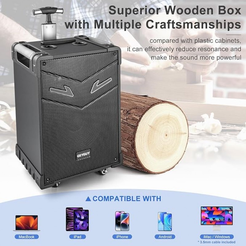 PA Anlage System 3-Wege-Außenlautsprecher-Karaoke-Maschine wiederaufladbares tragbares Bluetooth 5.0 – 4