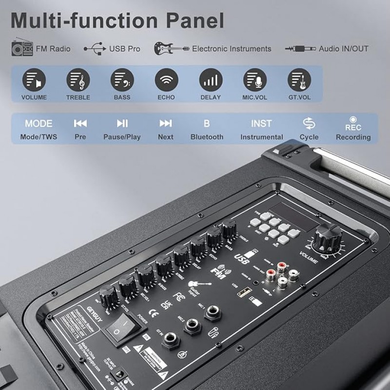 PA Anlage System 3-Wege-Außenlautsprecher-Karaoke-Maschine wiederaufladbares tragbares Bluetooth 5.0 – 5