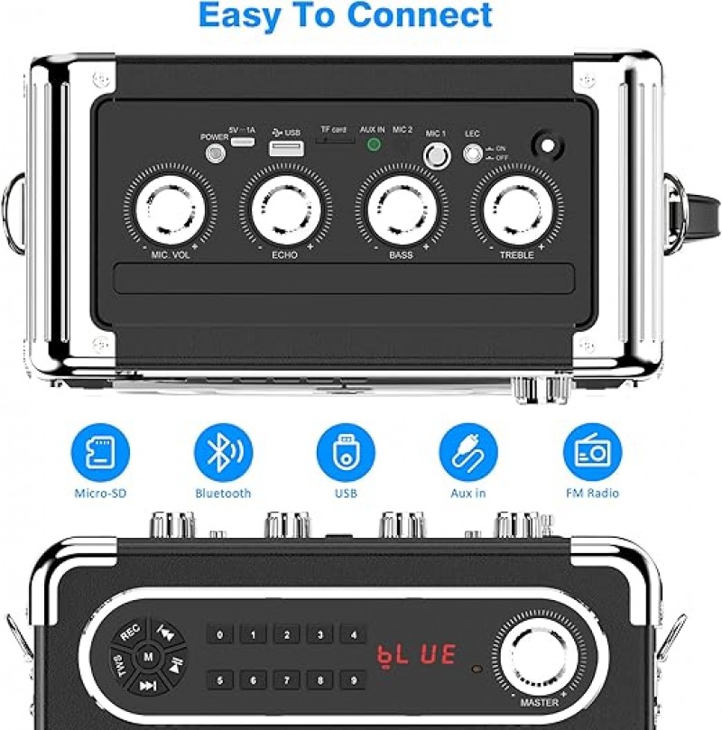 Karaoke-Maschine Karaoke-System mit 3 Mikrofonen tragbarer Bluetooth-Lautsprecher Party-Karaoke-Laut – 5