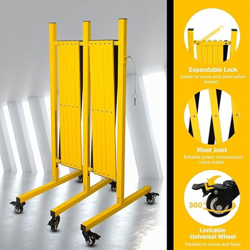 Scherengitter Stahlgitter ausziehbar Indoor Outdoor 5,18 m gelbes und schwarzes Absperrgitter mobile – 2
