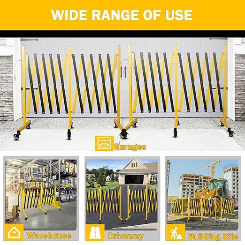 Scherengitter Stahlgitter ausziehbar Indoor Outdoor 5,18 m gelbes und schwarzes Absperrgitter mobile – 4