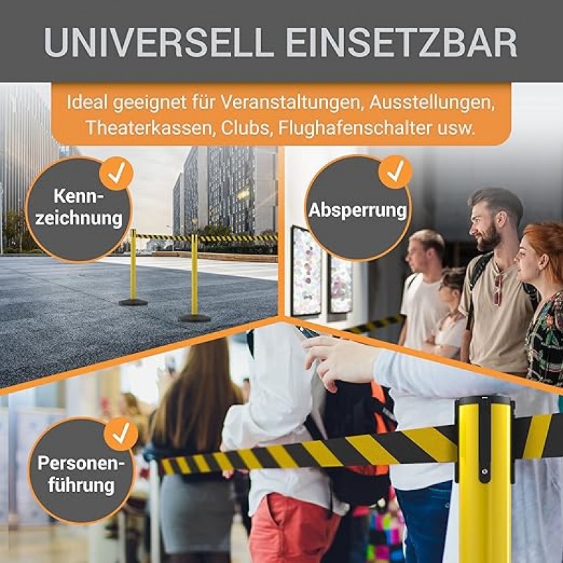 4er Gurtpfosten Set Personenleitsystem 1 Sperrband pro Pfosten Absperrung Pfostenhöhe 100 cm Gurtlän – 3