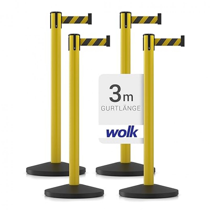 4er Gurtpfosten Set Personenleitsystem 1 Sperrband pro Pfosten Absperrung Pfostenhöhe 100 cm Gurtlän