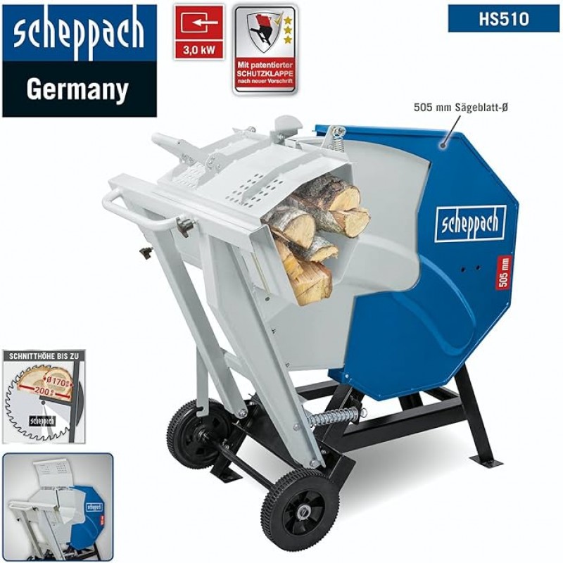 Wippkreissäge Brennholzsäge HS510 Wippsäge Kreissäge 230 V 3000 W Leistung Sägeblatt-Ø 505 mm Schnit – Thumbnail 6