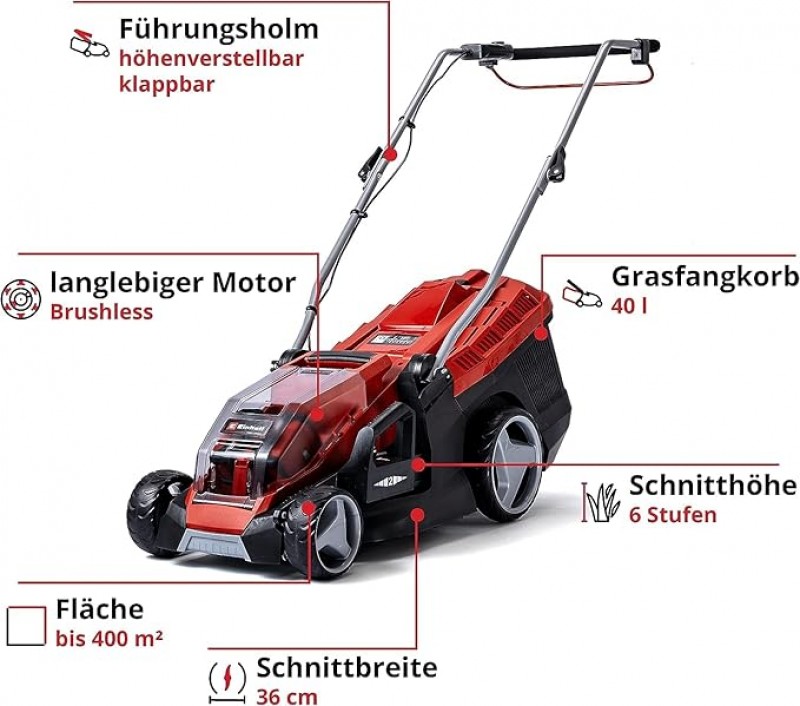 Akku-Rasenmäher Schnittbreite 36 cm Stromquelle Batteriebetrieb AKKU Auffangbehälter 40 l – 3