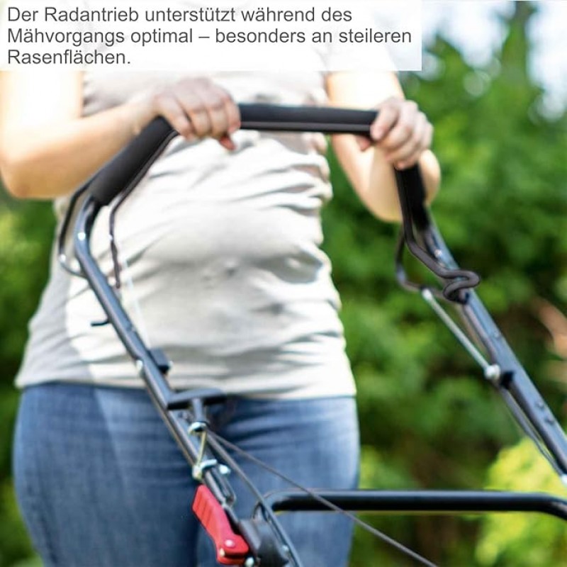 Benzinrasenmäher mit Radantrieb 5,4 PS Benzin Rasenmäher 51 cm Schnittbreite 65 L Korb Stahlgehäuse  – Thumbnail 6