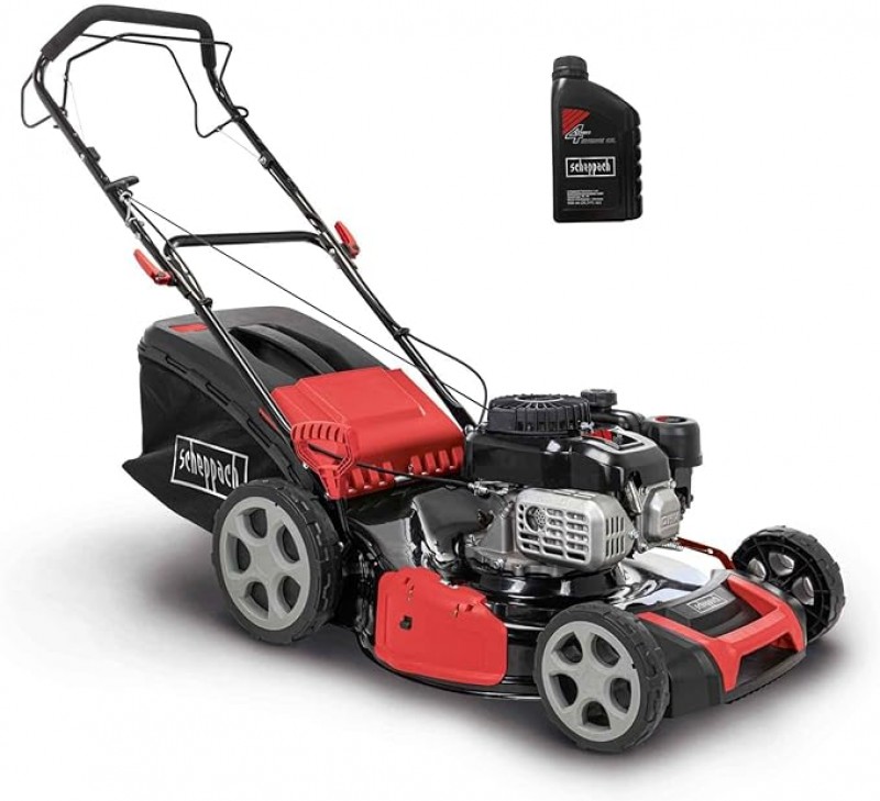 Benzinrasenmäher mit Radantrieb 5,4 PS Benzin Rasenmäher 51 cm Schnittbreite 65 L Korb Stahlgehäuse 