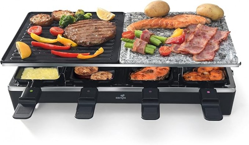 Raclette Grill Pfannkuchen Crepes Kochstein 4-in-1 für 8 Personen Antihaftbeschichtung 1500 Watt Käs – 3