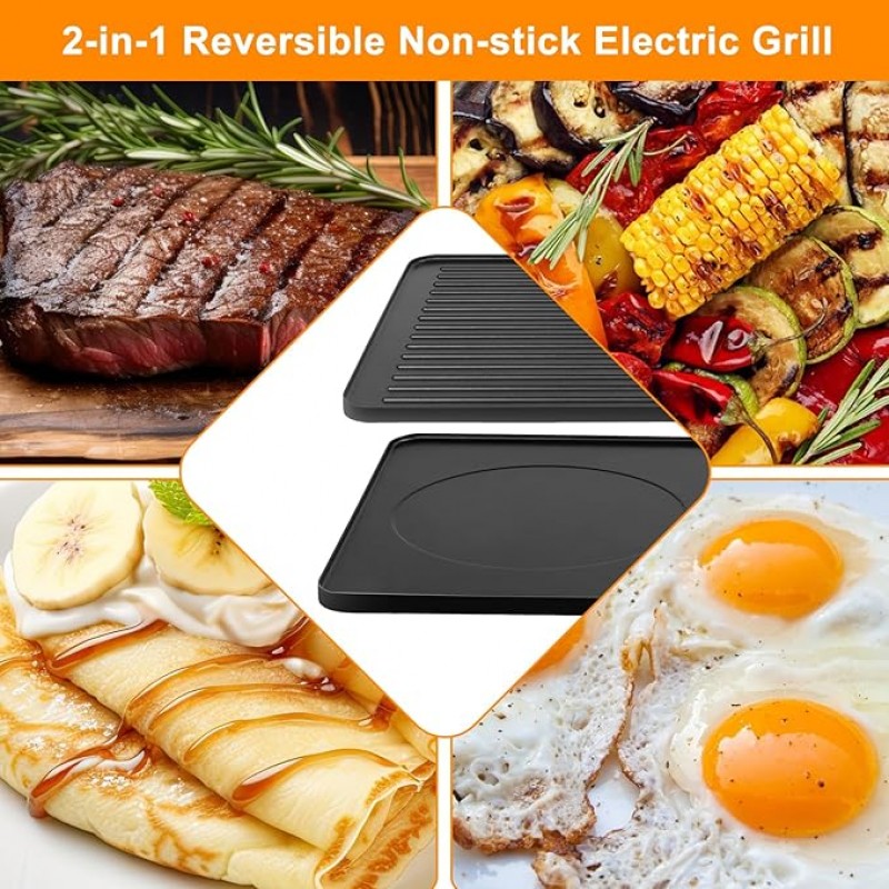 Raclettegrill elektrischer Tischgrill Raclette Elektrogrill antihaftbeschichtet wendbare Grillplatte – 3