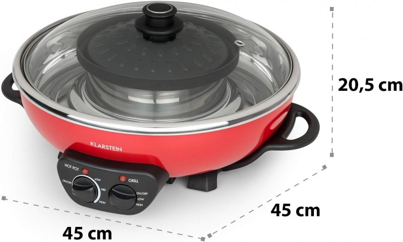 Hot Pot Grillplatte Volumen: 5 Liter Hot Pot: 1350 Watt / 38 cm Durchmesser Grillplatte: 600 Watt /  – 5