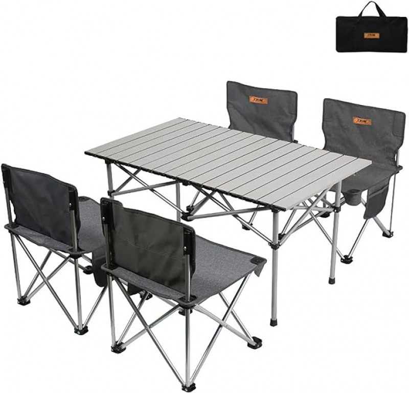 Camping-Klapptisch und -Stühle Eierrolltisch aus Aluminiumlegierung mit einfacher Tragetasche für dr