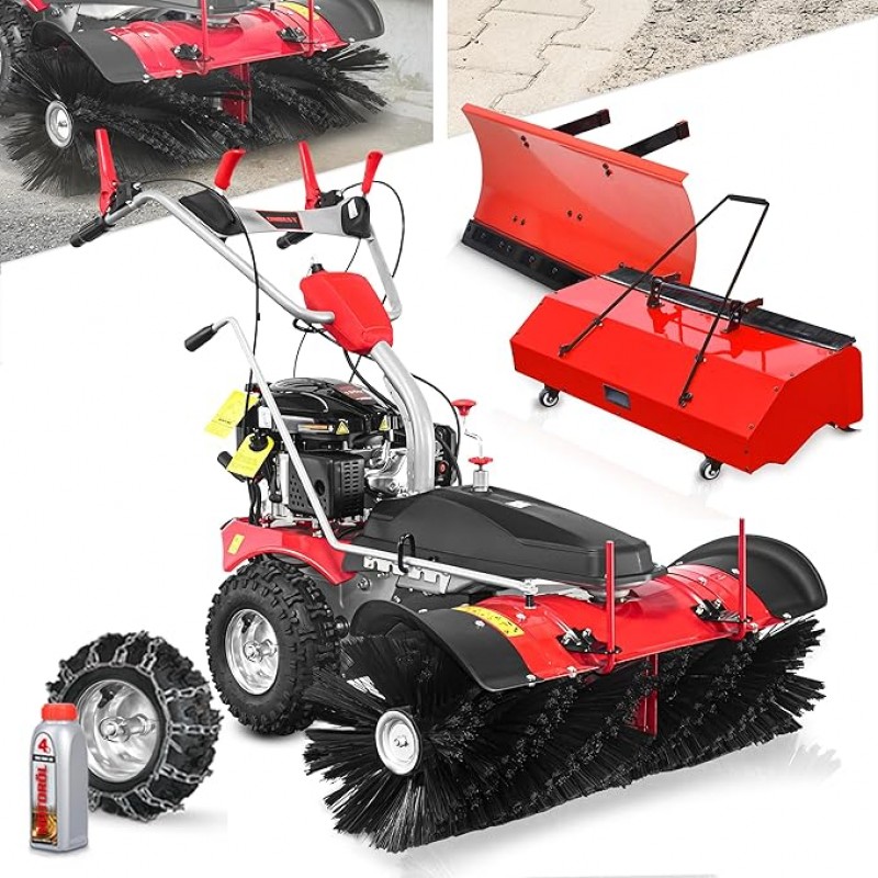 Benzin-Kehrmaschine TÜV Rheinland geprüft GS Zertifikat 100 cm Kehrbürste 196 ccm Motor 6,5 PS inkl.