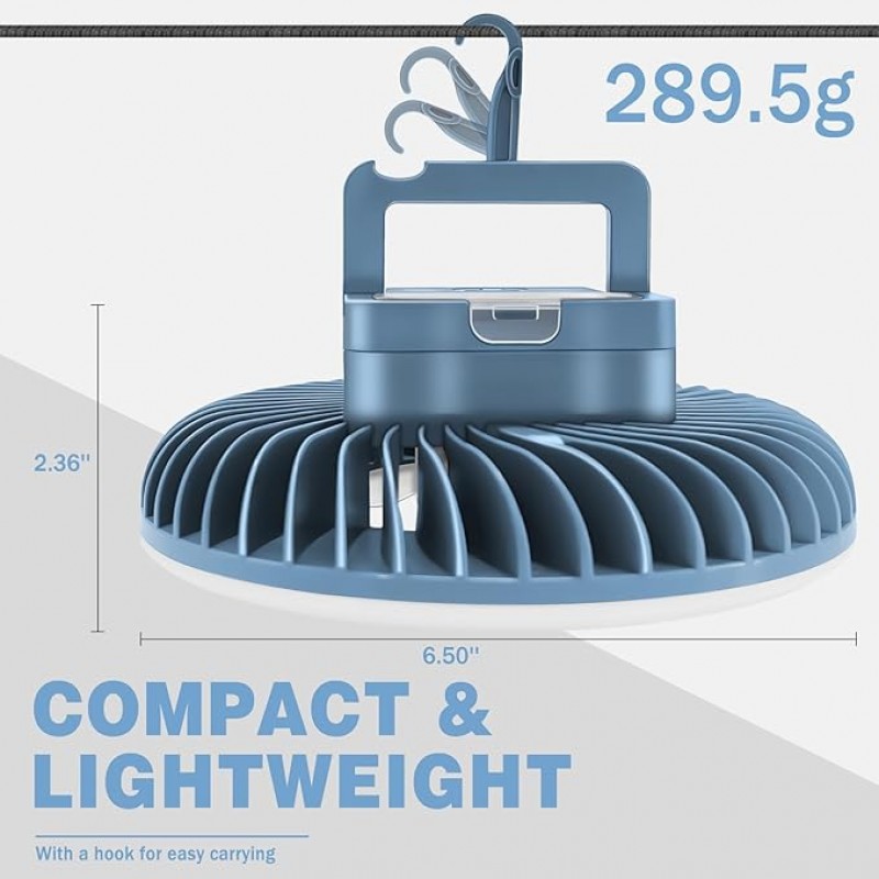 Campingventilator LED Campinglampe mit Ventilator USB wiederaufladbar mit Licht Zeltlampe Laterne Na – 3