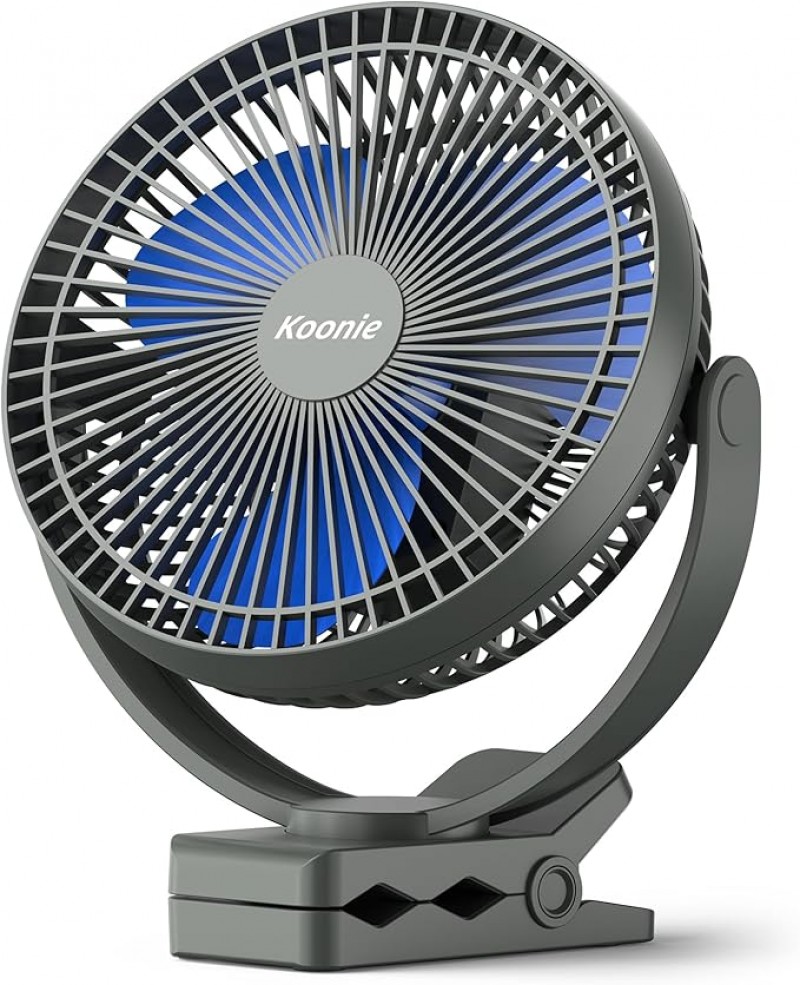 Tischventilator Clip-On-Ventilator USB mit 10.000 mAh Akku 4 Geschwindigkeiten wiederaufladbar für Z