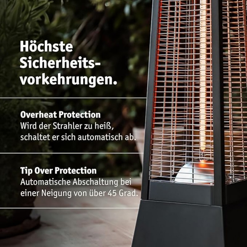 Heizstrahler Infrarot Terrassenheizung innen + außen optischer Blickfang 2000 W – Flammenoptik Strom – 5