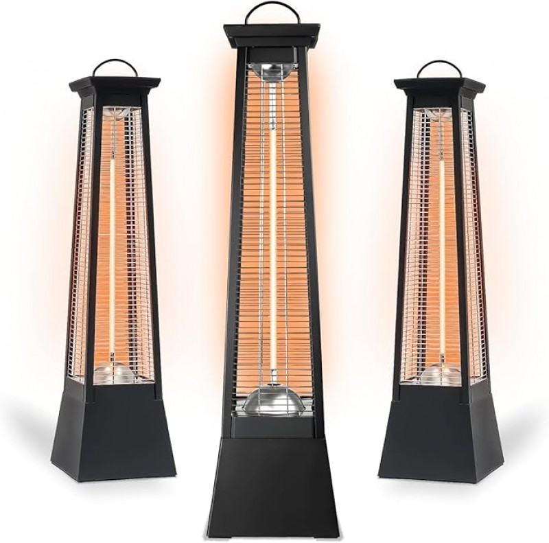 Heizstrahler Infrarot Terrassenheizung innen + außen optischer Blickfang 2000 W – Flammenoptik Strom – 2