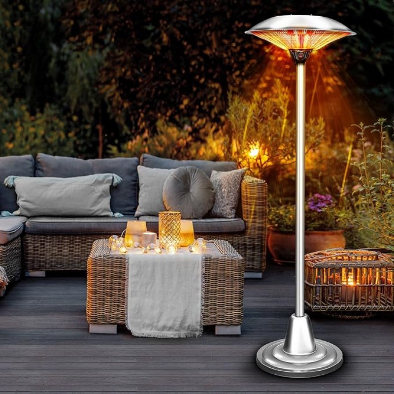 Infrarot Heizstrahler | Heizpilz Höhe 190 cm – elektrisch Heizstufen 1500 – 2500 W | Terrassenstrahl – Thumbnail 7