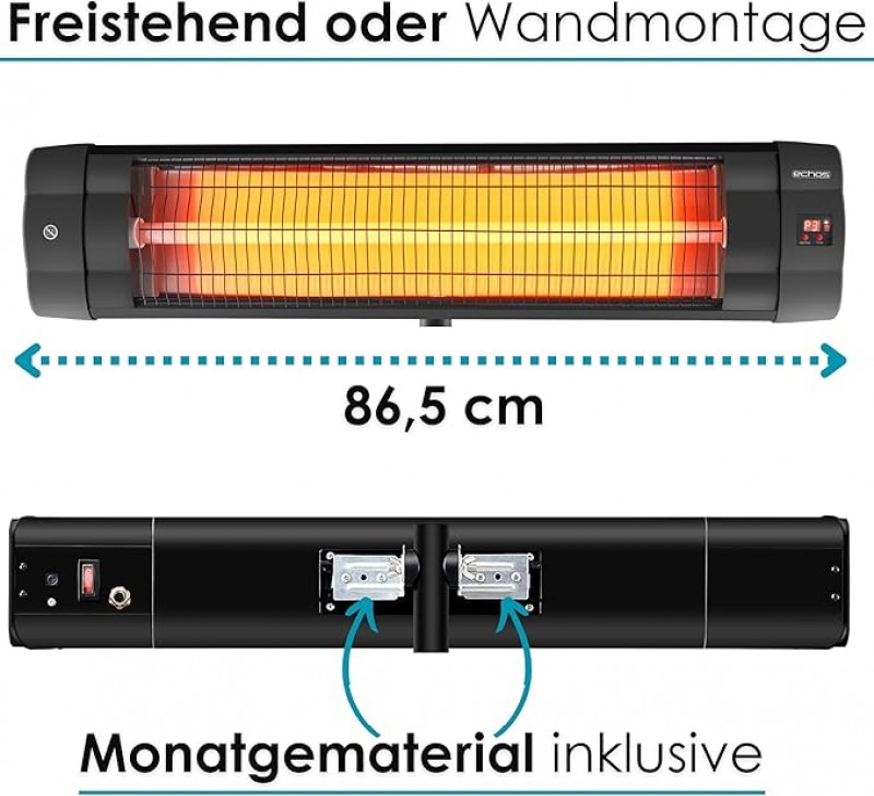 Heizstrahler | Terrassenstrahler | Heizgerät | Infrarotstrahler | Strahler | 3 Heizstufen 850 W 1650 – Thumbnail 6