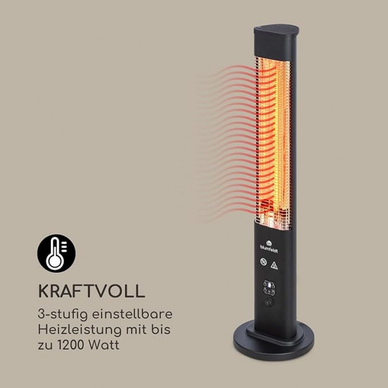 Infrarotstrahler Infrarotheizung Heizstrahler Heizung Standgerät sichere Elektroheizung mit Kippschu – Thumbnail 6