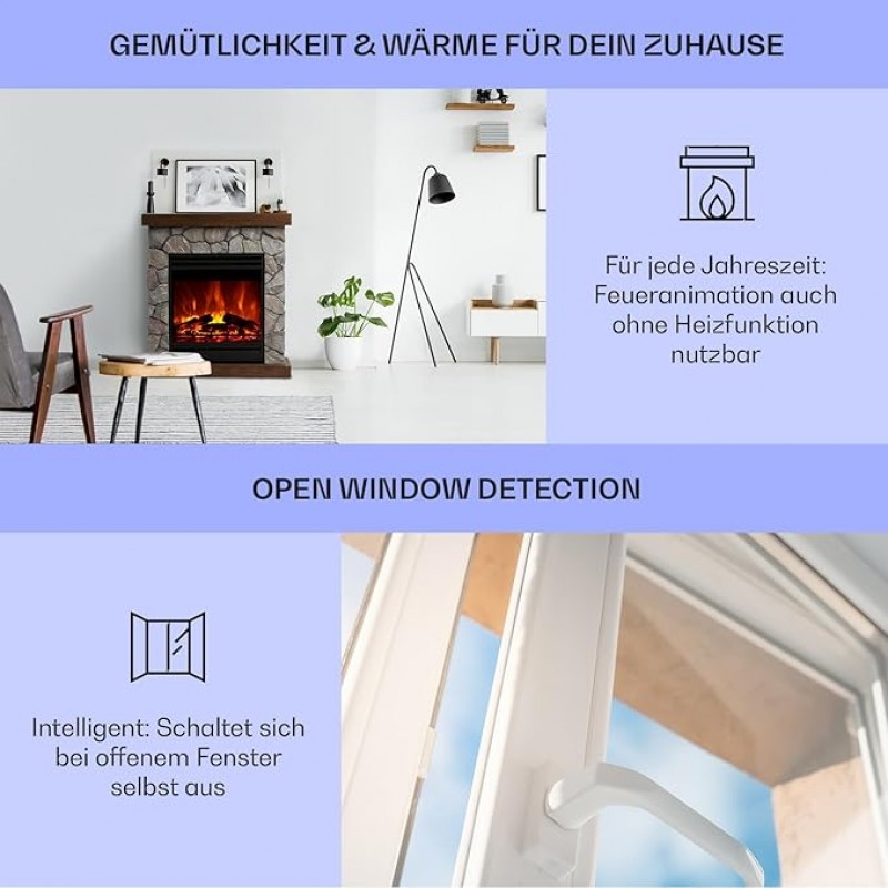Elektrokamin mit LED-Flammeneffekt 1800 W 23 x 60 x 67 – Alternative zum Heizpilz – 4