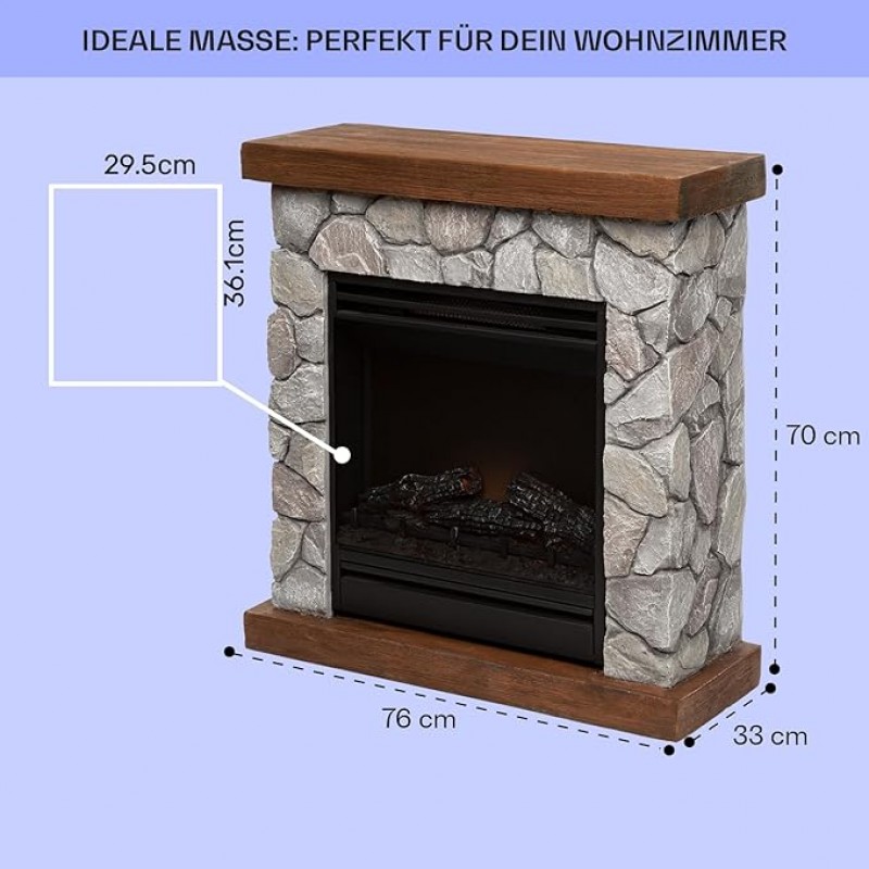 Elektrokamin mit LED-Flammeneffekt 1800 W 23 x 60 x 67 – Alternative zum Heizpilz – 5